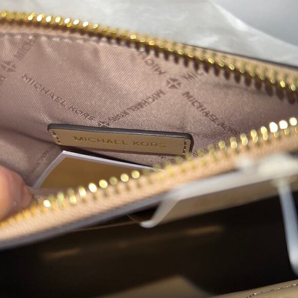 Michael Kors Mercer Medium Signature Logo Metallic Crossbody Bag  Pale Gold - Picture 9 of 11